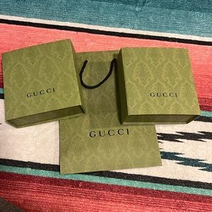 Gucci Olive Green Gift Bag and 2 Boxes
